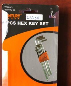 Bộ lục giác 9 cây đầu bi, xi mờ 060803C-9L Century