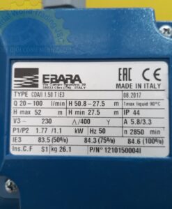 Bơm ly tâm 230/400V 1.1 KW  CDA/I 1.50 T IE3 Ebara