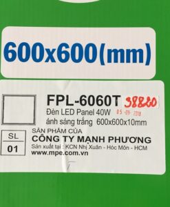 Đèn led panel lớn 40W, ánh sáng trắng ,kích thước 600x600x10 mm FPL-6060T MPE