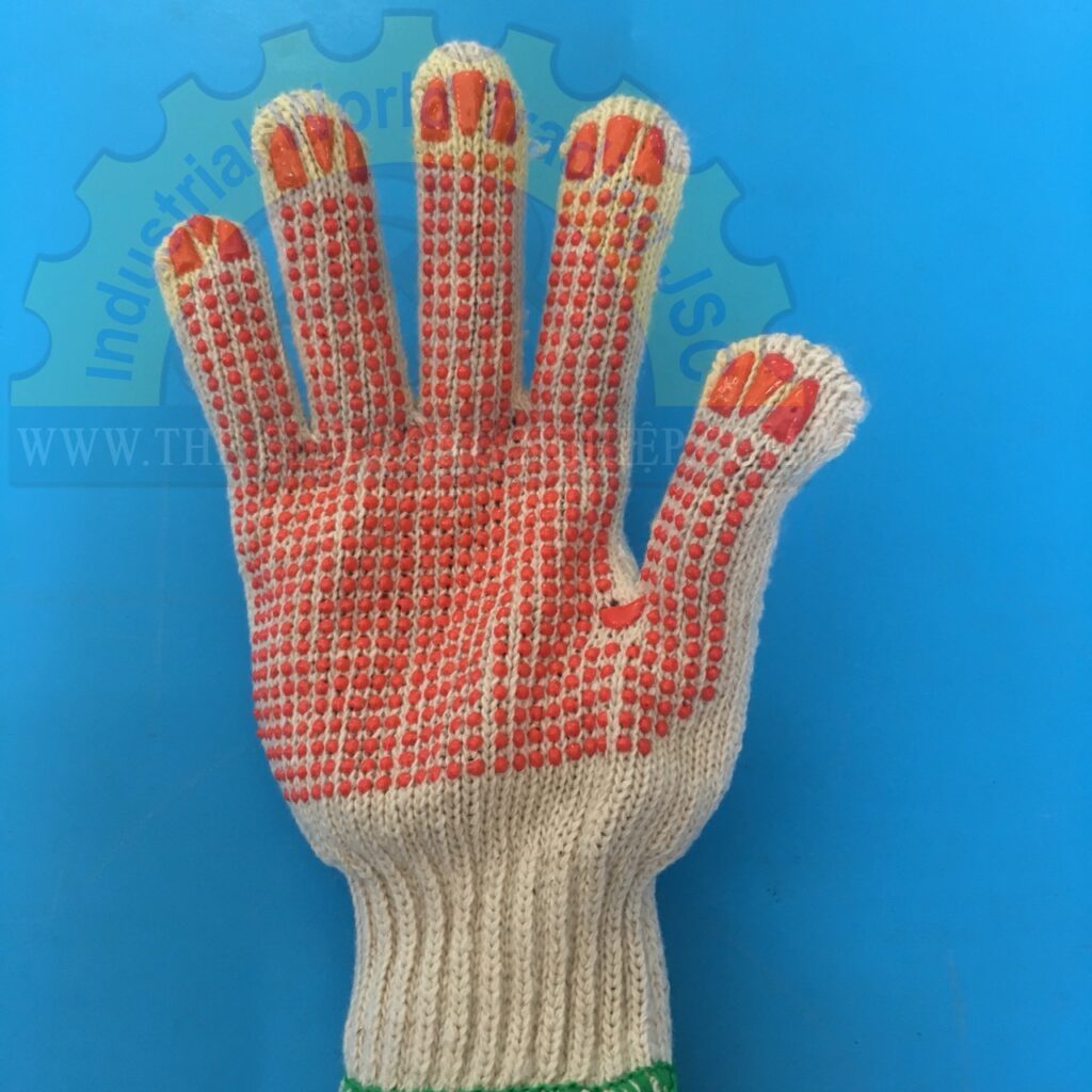 Găng tay len phủ hạt nhựa màu cam 60g  TGCN-27003 OEM-1214