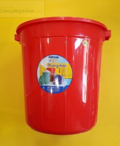 Thùng tròn có nắp màu đỏ 25L 36.5 x 35.5 x 38 cm  629 DUYTAN