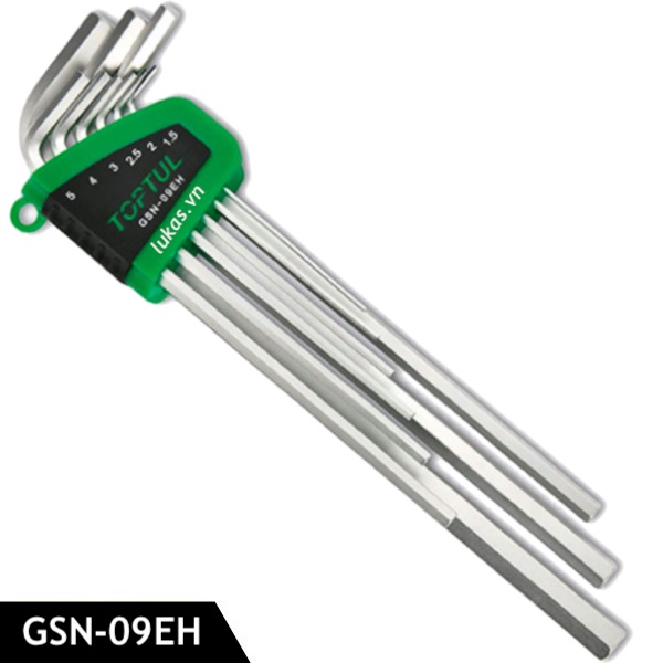 Bộ khóa 2 đầu lục giác dài chữ L 1.5, 2, 2.5, 3, 4, 5, 6, 8, 10 mm  GSN-09EH Toptul