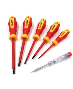 Bộ vít cách điện 6 cây gồm vít bake, vít đầu dẹp, bút thử điện  38013 Tolsen