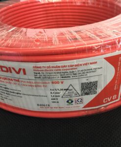Cáp điện lực hạ thế cv 8 (600v) màu đỏ, ruột đồng cấp 2, cách điện bằng pvc 56000153 TGCN-53446 Cadivi