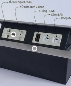 Hộp điện âm bàn tích hợp nhiều cổng kết nối hợp kim nhôm, kích thước lỗ khoét R225xS110(mm)  HD-MD267-A Oem-2952