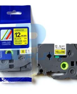 Nhãn in siêu dẻo rộng 12mm x dài 8m, chữ đen trên nền vàng  MZE-FX631 Oem-2966