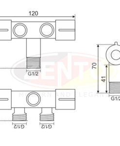 Van góc 2 đầu ra Angle Valve Dual Outlet, ren ngoài Ø20 chất liệu inox  ZT9820 (G1/2) ZENTO